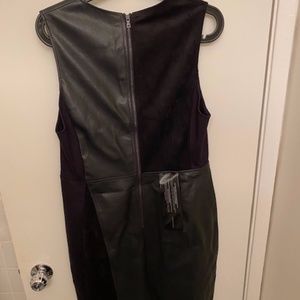 Asymmetric faux leather and faux suede bcbg dress